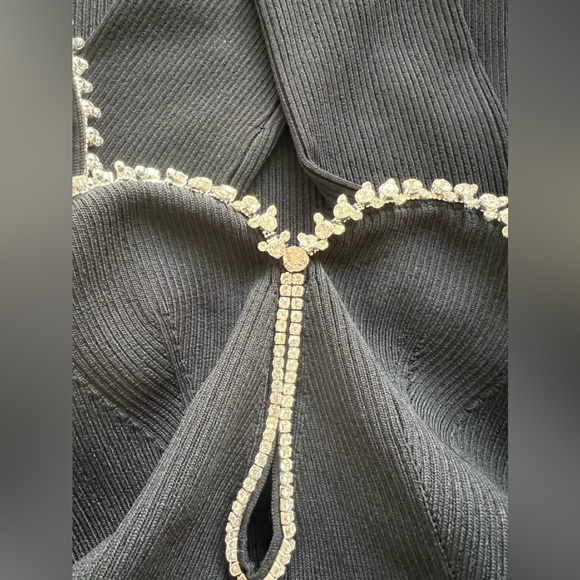 Self Portrait BLACK KNIT DIAMANTE MIDI DRESS - Picture 4 of 4